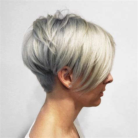 Silver Pixie With Bangs And Nape Undercut Short Hairstyles For Women