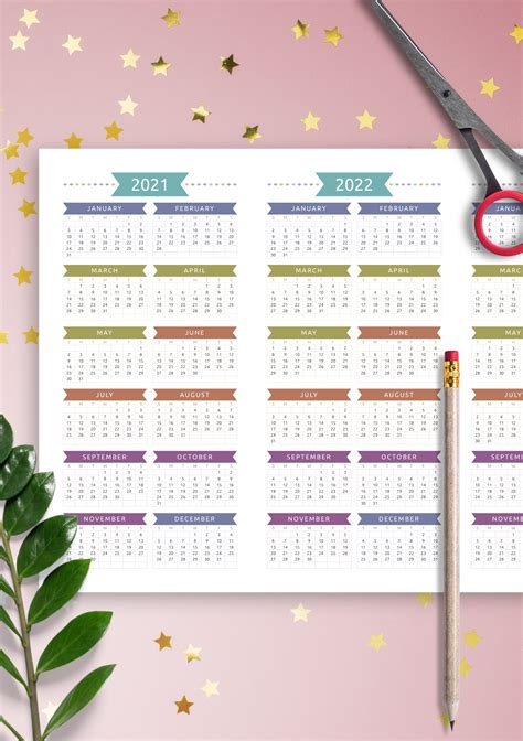 Download Printable 3 Year Calendar Template Casual Style Landscape