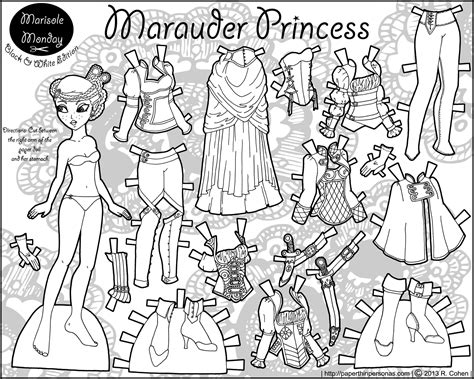 Paper Dolls Coloring Page Maurader Princess Paper Doll Coloring Page