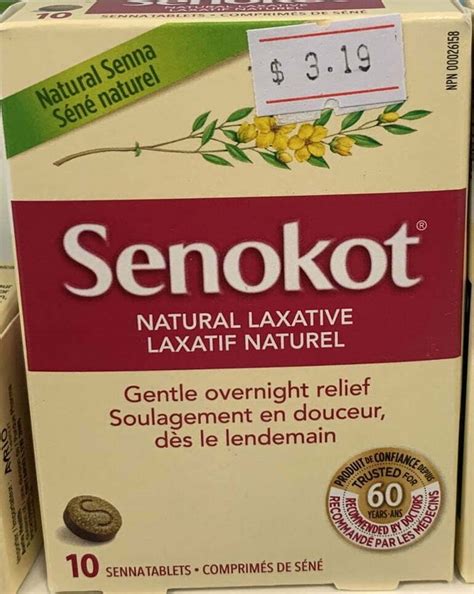 Senokot Natural Senna Laxative Gentle Overnight Relief 10 Tablets Ogden Pharmacy