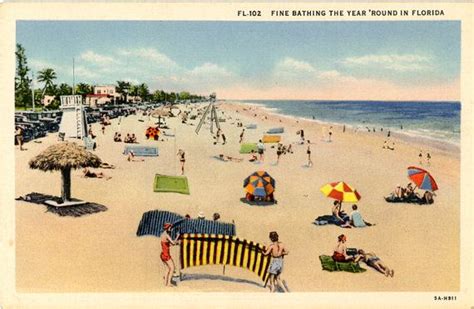 Fine Florida Bathing Year Round Beach Scene Vintage Postcard Etsy