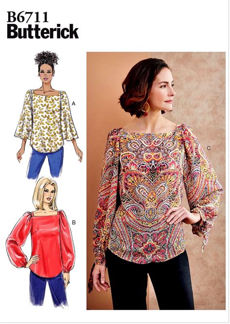 Sewing Pattern Women's Long Sleeve Top Pattern, Tunic Tops Pattern, Blouse Pattern 