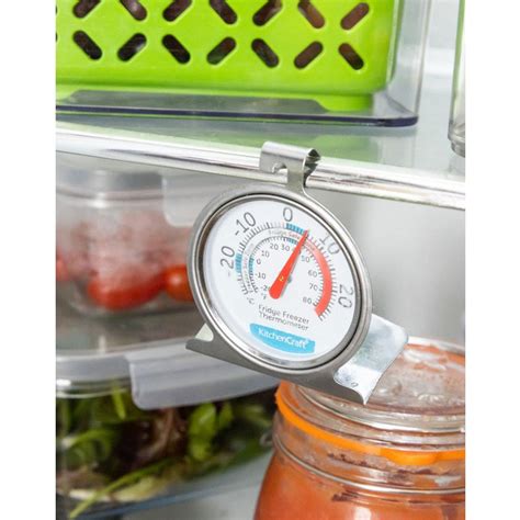 Kitchencraft Dial Type Freezer Fridge Thermometer Stainless Steel