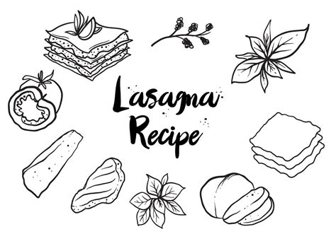 Free Hand Drawn Lasagna Vector Menu Card Design Food Logo Design Logo