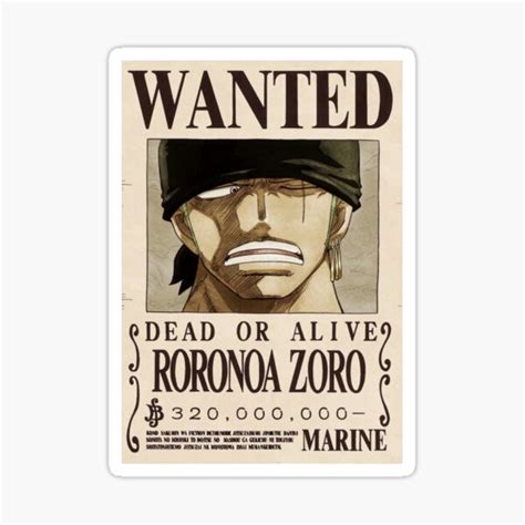 Roronoa Zoro Wanted Stickers Redbubble