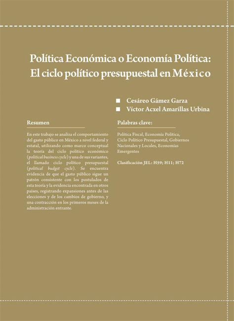 PDF Política Económica o Economía Política El ciclo político