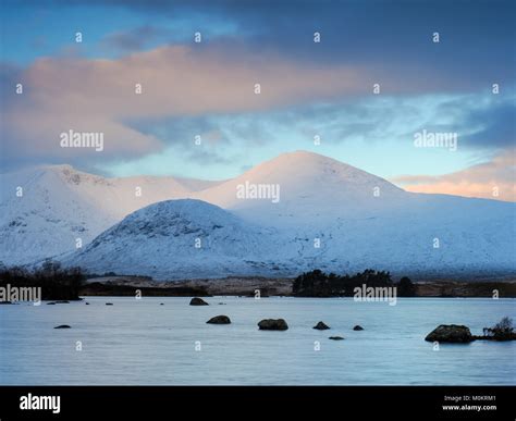 A Frozen Lochan Na H Achlaise And The Black Mount On Rannoch Moor Near
