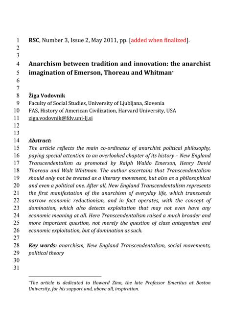 Emerson supports this idea but does not put into action. (PDF) Anarchism between tradition and innovation: the ...