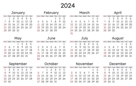 Kalendarz 2024 Nowoczesna Ilustracja Wektorowa Zaplanuj Swój Rok Ze
