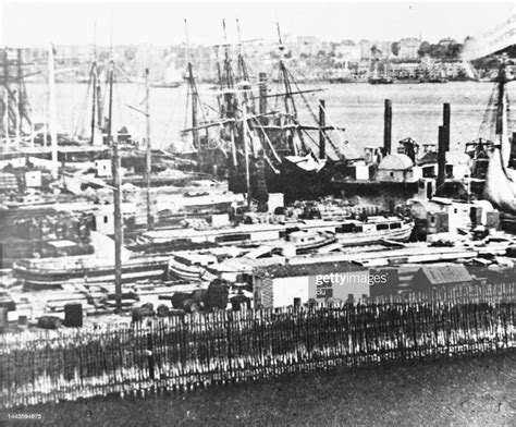 New York City Harbor At The South Street Docks 1856 High Res Vector