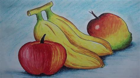 Beautiful still life drawing ideas for beginners coloringpageskids me. How to Draw Fruits with Oil Pastel | Fruits drawing, Oil ...