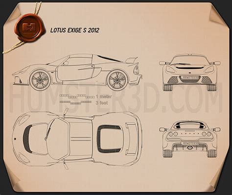 Lotus Exige S 2012 Blueprint Hum3d