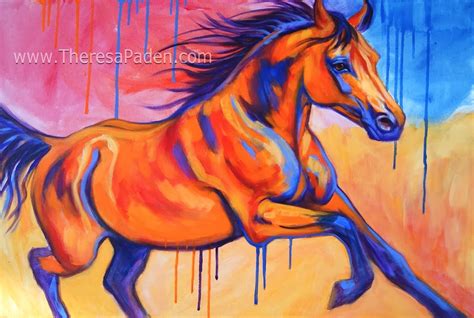 Abstract Horses Wild Colorful Horse Painting By Theresa Paden