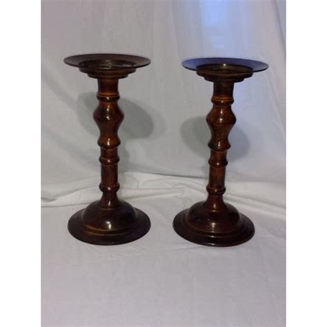 Bronze Colored Pillar Candle Holders A Pair Chairish