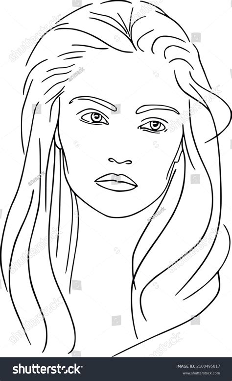 Female Face Line Art Vector Woman Stock Vector Royalty Free