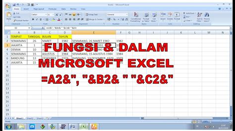 Jika anda ingin menggabungkan teks tetapi ingin ada spasi diantaranya, anda dapat menambahkan spasi pada rumusnya dengan tanda kutip yang mengapit satu spasi. RUMUS MENGGABUNGKAN COLOM DENGAN RUMUS & DI MS EXCEL - YouTube