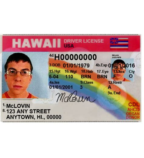 Hawaii Drivers License Novelty Enhanced