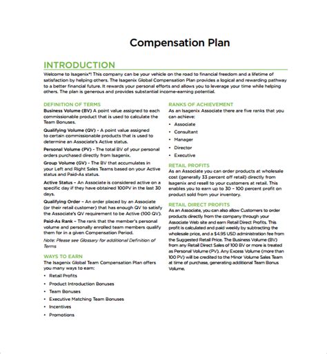 Sample Compensation Plan Template 8 Free Documents In Pdf Word