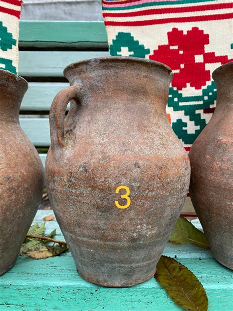 Old Clay Pots Rare Primitive Pottery Vases Vintage Style Etsy