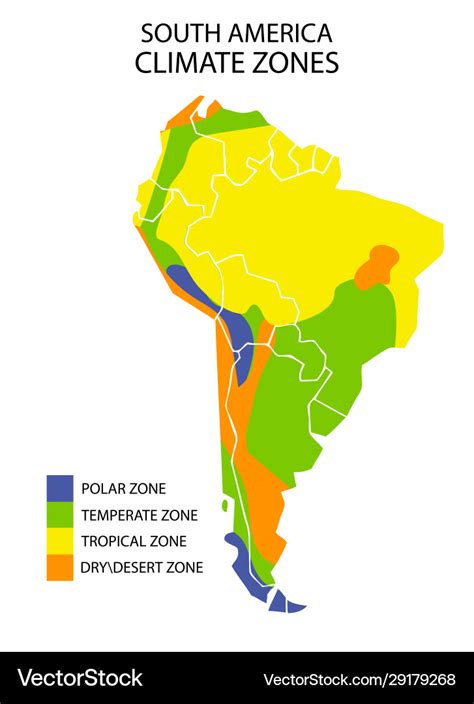 South America Climate Zones Map Geographic Vector Image