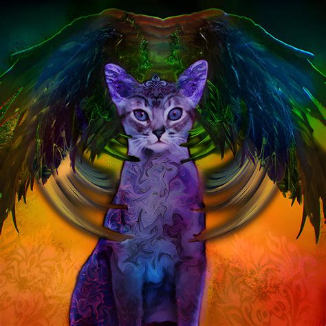 Purple Fantasy Cat Digital Art By Clarazen Art Fine Art America