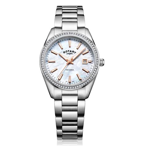 Rotary Watches Womens Steel Rotary Watch With Crystal Bezel Womens