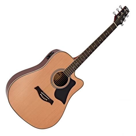 Dreadnought Cutaway Electro Acoustic Guitar By Gear4music Natural At