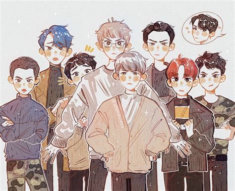 Pin By Walla On Exo Exo Anime Exo Fan Art Exo Art