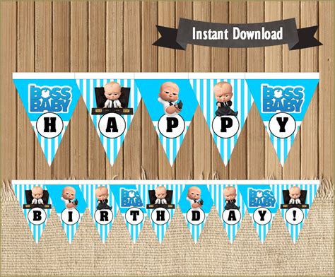 Boss Baby Banner Instant Download Boss Baby Birthday Banner Etsy