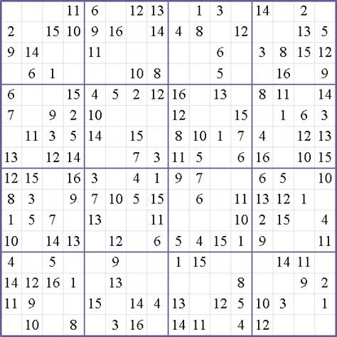 Sudoku 16 X 16 Para Imprimir Mega Sudoku 16x16 Large Print Easy To