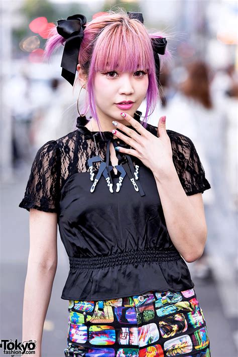 What remains to be done. Harajuku Girl w/ Pink Hair in Black Lace, Doll Heads ...