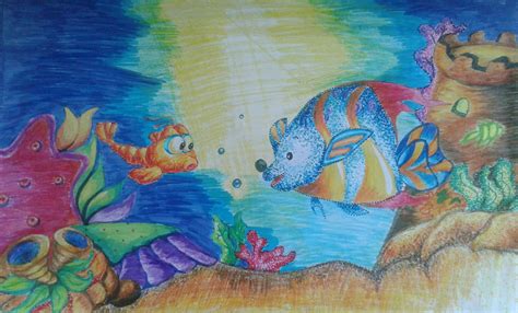 Crayon dan pensil warna merupakan 2 peralatan yang paling kami cintai saat itu. Mewarnai Pemandangan Bawah Laut Dengan Crayon - Rahman Gambar