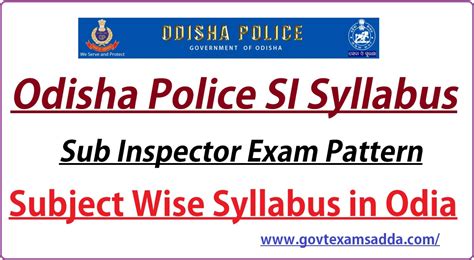 Odisha Police Si Syllabus Sub Inspector Exam Pattern Paper