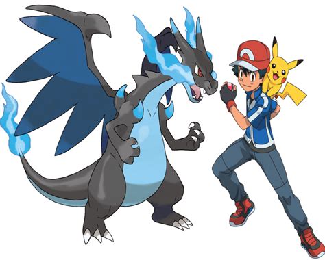 Ash And His Mega Charizard X By Frie Ice On Deviantart