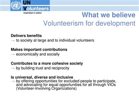 Ppt United Nations Volunteers Volunteerism For Peace And Development