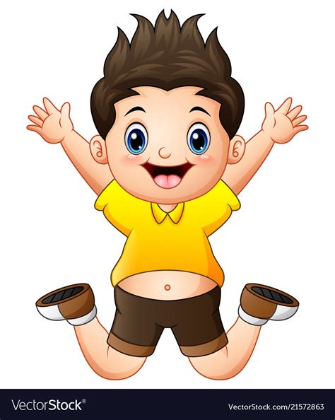 Find & download free graphic resources for boy cartoon character. Little happy boy jumping Royalty Free Vector Image