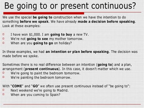 Basic English Ii U4 Going To Vs Present Continuous