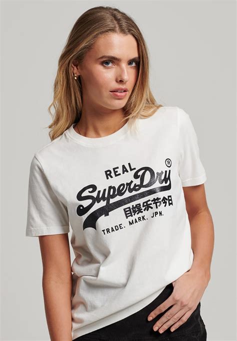 Superdry Vintage Logo Embellished T Shirt Print Off Whiteweiß