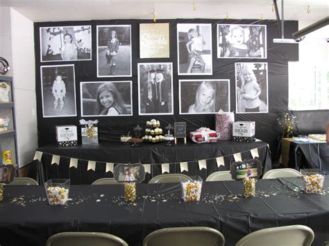 Black And Gold Graduation Party Theme In Garage Graduation Party Centerpieces Gold