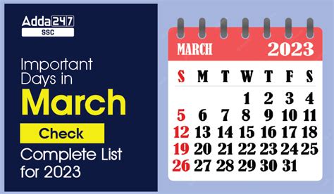 Important Days In March Check Complete List For 2023 Events