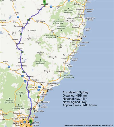 Brisbane To Sydney Via New England Highway Map Ashien Nikaniki
