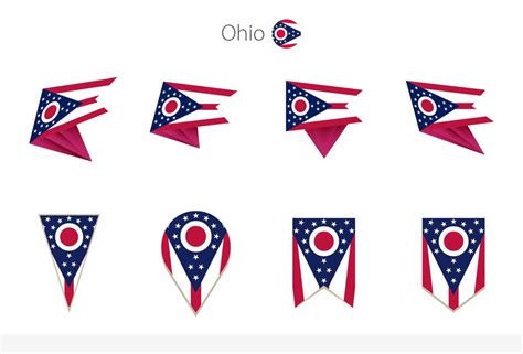Ohio Us State Flag Collection Eight Versions Of Ohio Vector Flags