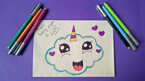 How To Draw A Super Cute Cloud Emoji Unicorn Easy