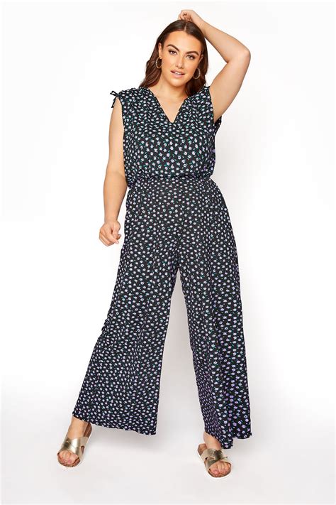 Limited Collection Black Floral Jumpsuit Yours Clothing