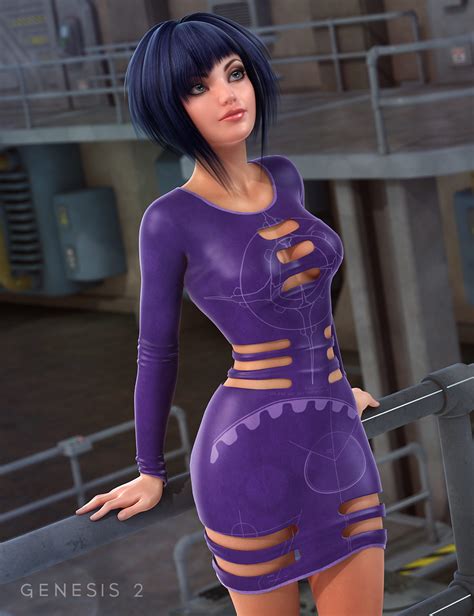 Sci Fi Slotted Dress For Genesis 2 Females Textures Daz 3d