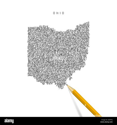 Ohio Sketch Scribble Map Isolated On White Background Hand Drawn Map