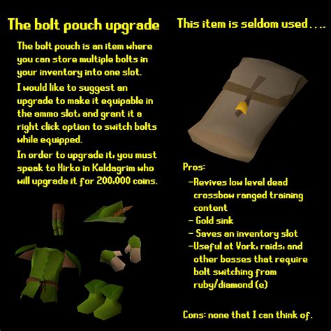Bolt Pouch Upgrade - reviving dead content and adding a gold sink : r
