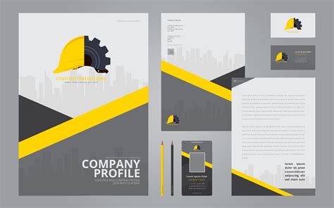Company Profile Design Construction Vector Art Icons And Graphics For