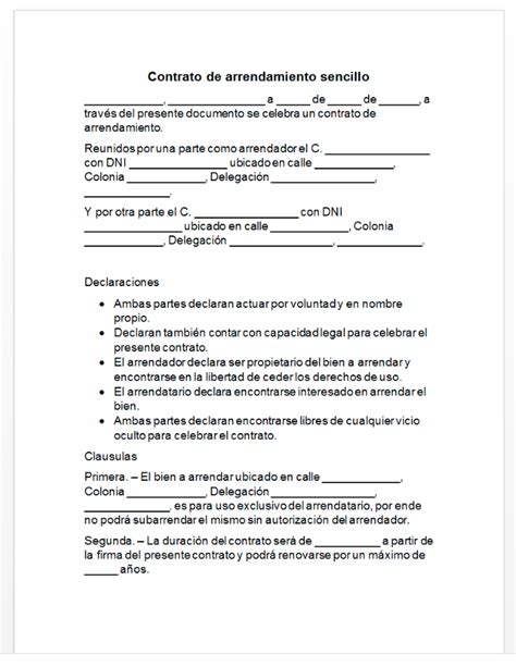 Contrato De Arrendamiento Ejemplos Y Formatos Word PDF