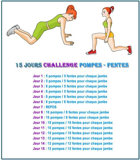 I decided to commit to a 100 squat a day for 30 days challenge and make a video about my squat experiment, with before and after photos. Challenge 15 jours : Fentes et Pompes | Programme sportif ...